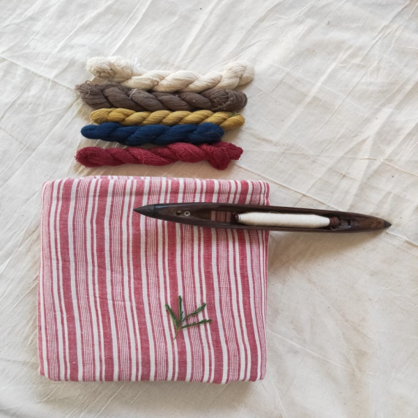 Fabric white red line